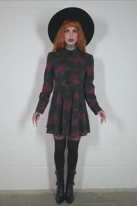 Killstar Pandora's Nightmare Skull Rose Dress Black