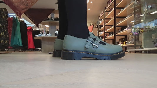 Dr. Martens 8065 Leather Mary Janes Muted Olive Green